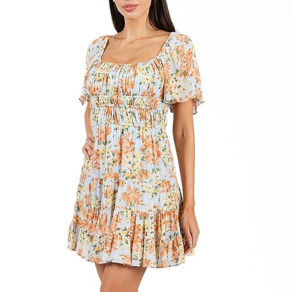 B. Smart NWT Light Blue Floral Sleeveless Mini Dress Juniors Size 13 - Picture 8 of 9